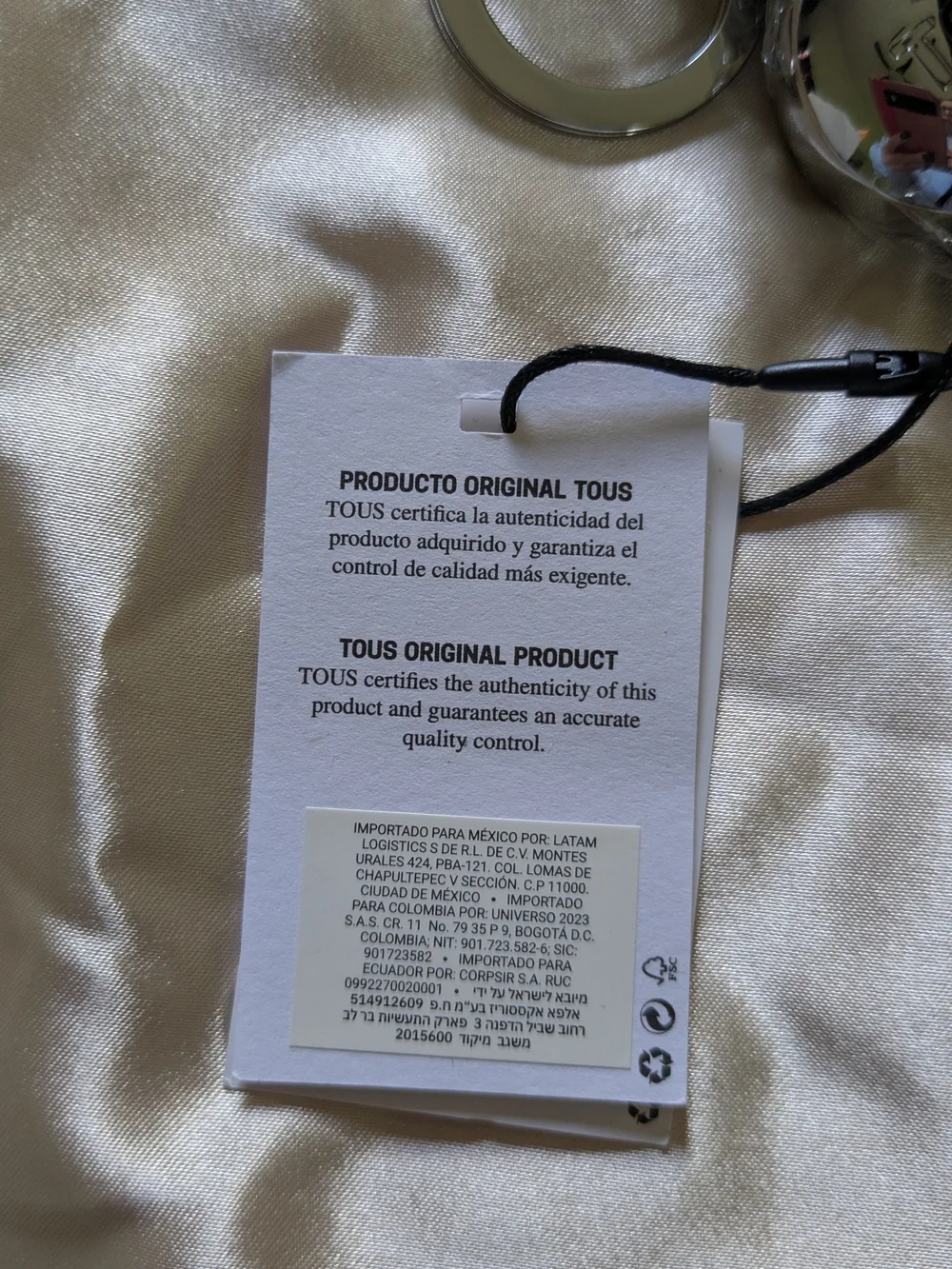 TOUS Silver Leather Strap Key & Charm Keychain